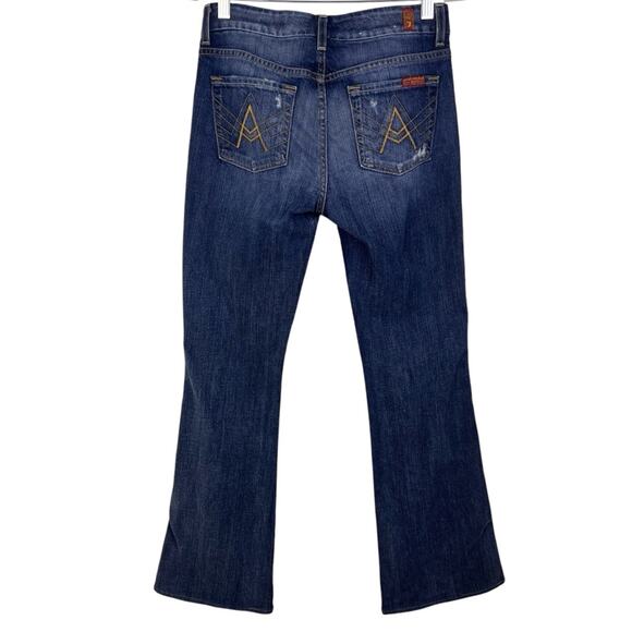 7 For All Mankind “A” Pocket Low-Rise Bootcut Jeans 26 Distressed Dark Wash - Picture 6 of 6